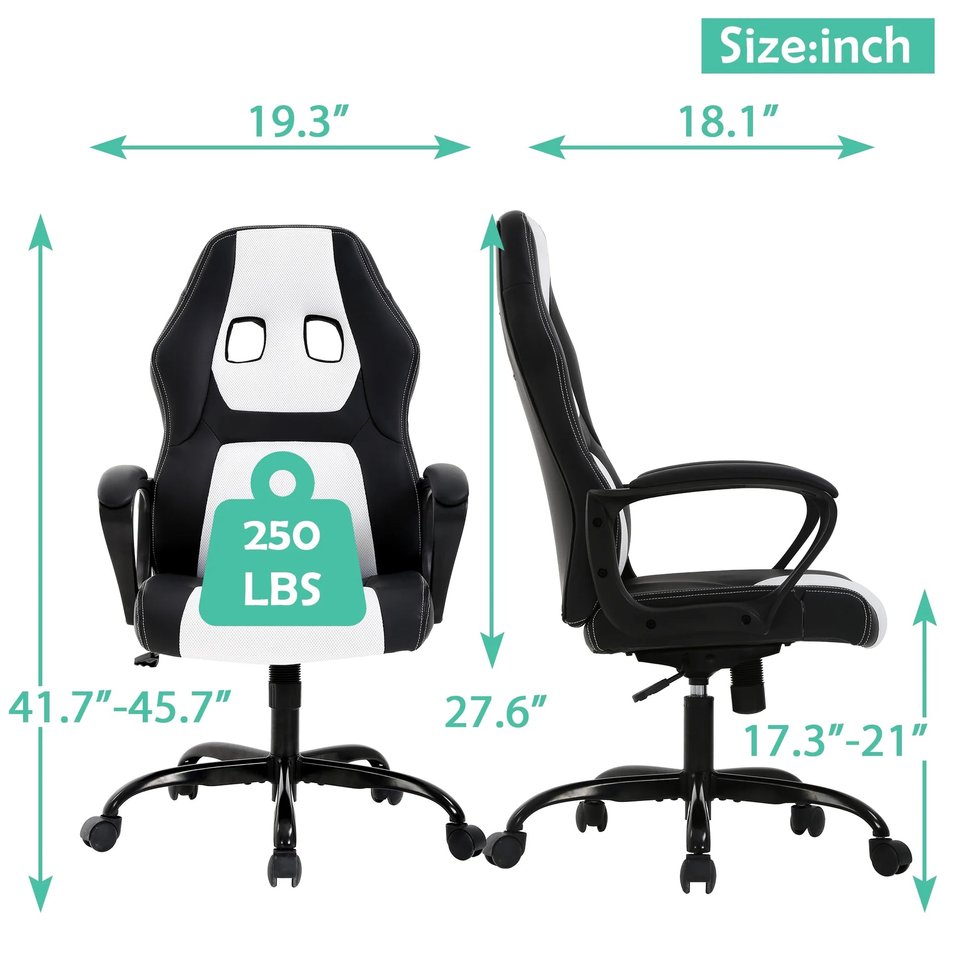 Gaming Chair PC Gaming Chair Gaming Chairs for Adults, Computer Chair PU Leather Office Desk Chair with Arms & Back Ergonomic High-Back Video Game Chair(White）