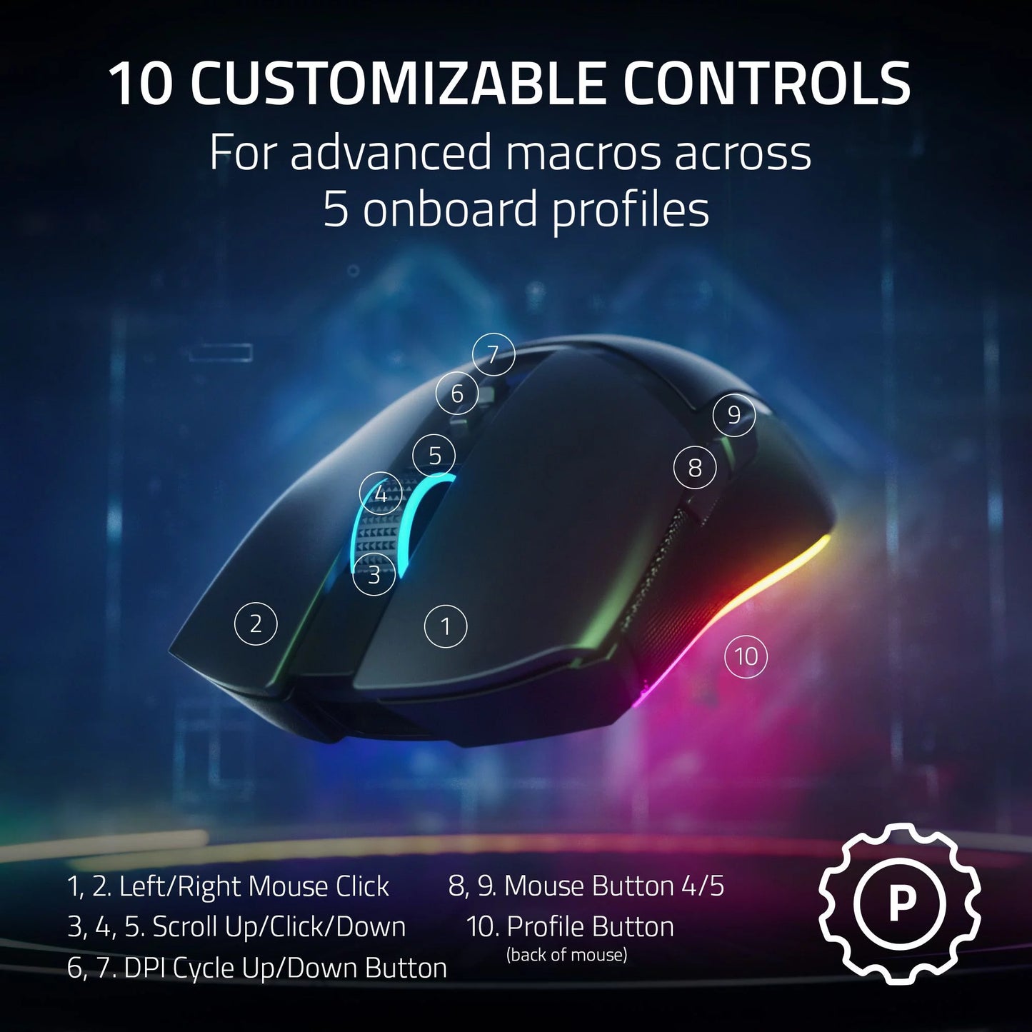 Cobra Pro Lightweight Wireless PC Gaming Mouse with  Chroma RGB, Customizable Controls, 77G, Black