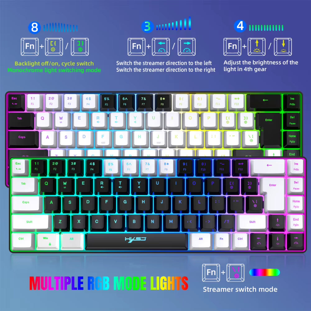 Gaming Keyboard RGB Backlit 68-Key Mechanical Gaming Keyboard Wired Compatible for Windows PC Laptop Game Official