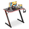 Gaming Desk Z-Shaped Computer Workstation Ergonomic Gaming Desk with Headphone Hook, Red