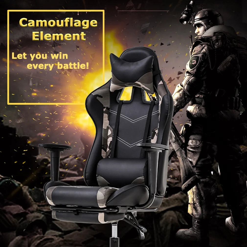 Adjustable & Ergonomic Swivel Gaming Chair, Camo