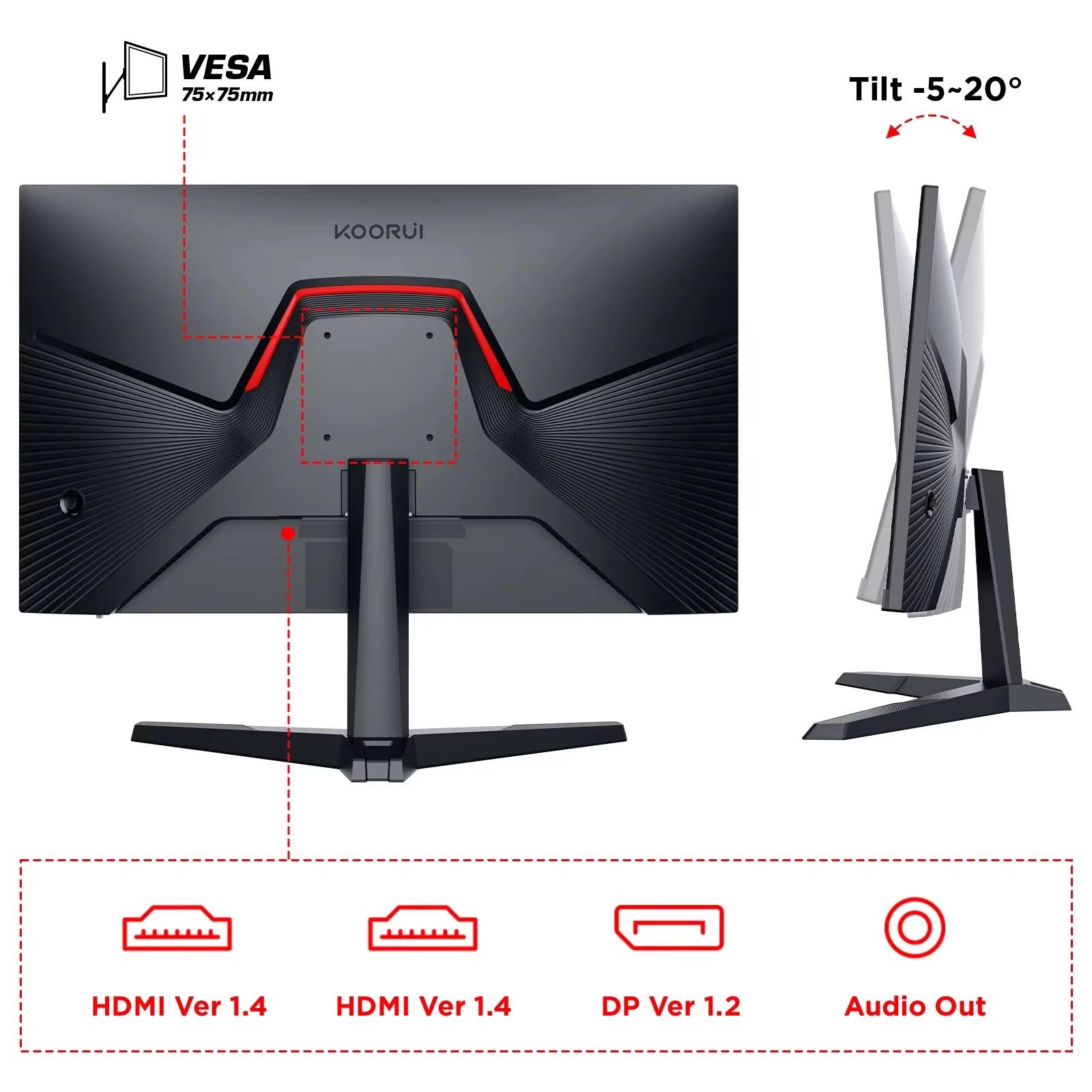 KOORUI- 24 Inch 144Hz 165Hz 240Hz Monitorcomputer Pc Display 240Hz 1Ms Response Time Monitor 24Inch Gaming Monitor