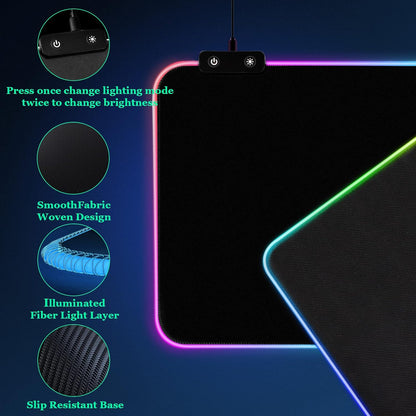 [3-In-1]Rgb Led Gaming Mouse Pad with Wrist Support, Gaming Keyboard Mat Mouse Pad[31.5×11.8 In][Black],Light up Mouse Pad Mouse Pad Wrist Support with [15 Light Modes][2 Brightness Levels]