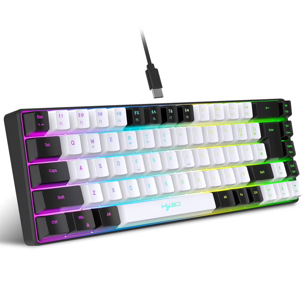 Gaming Keyboard RGB Backlit 68-Key Mechanical Gaming Keyboard Wired Compatible for Windows PC Laptop Game Official