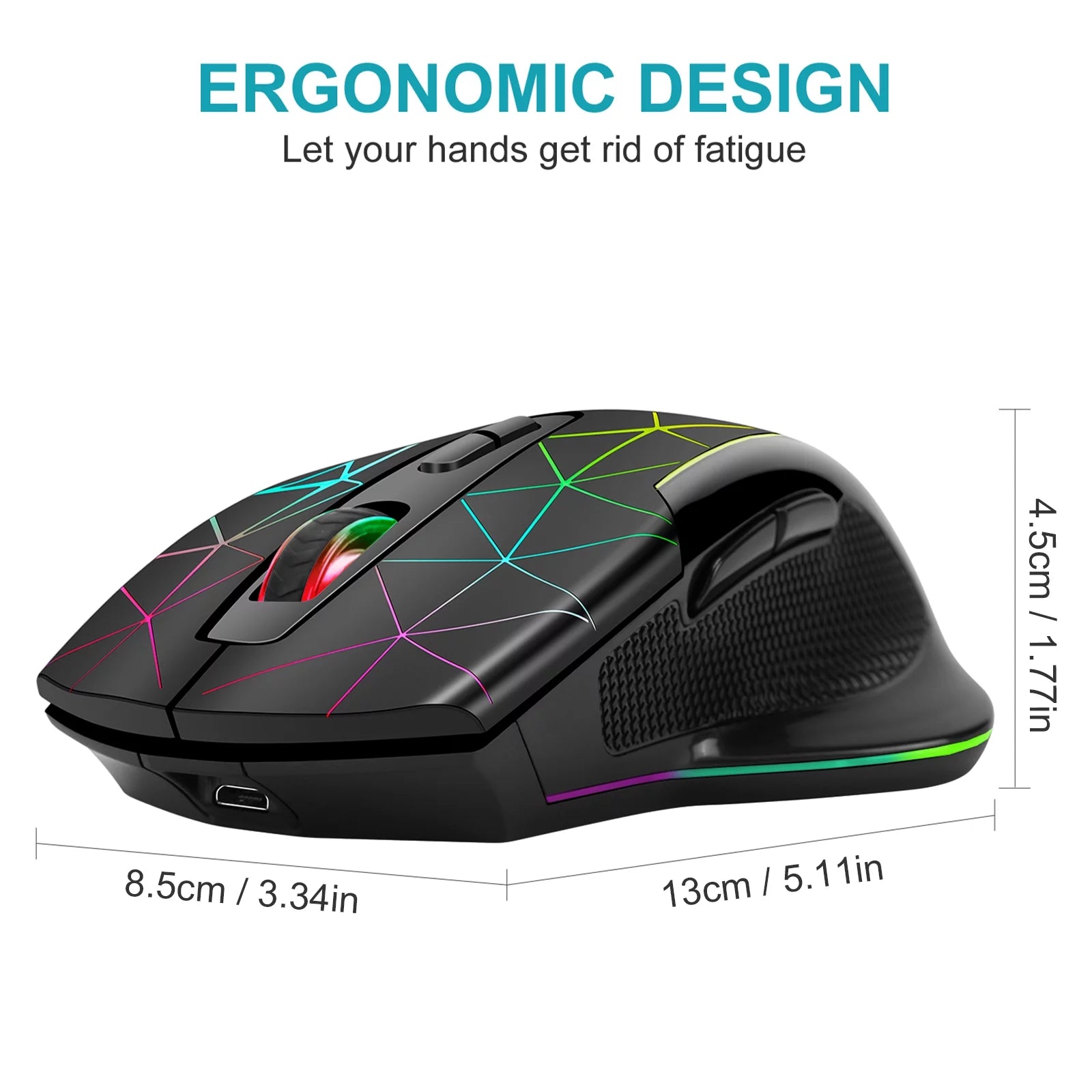 Wireless Gaming Mouse, Rechargeable Optical Mice with 3 Levels DPI up to 3200, 2.4G USB Computer Mouse with Ergonomic Palm Rest