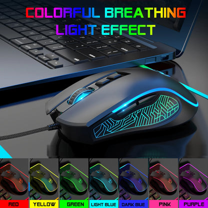 Wired Gaming Mouse, RGB Backlit Computer PC Gaming Mice, Ergonomic Mouse, USB Optical Mice with 7 Buttons, 4 Adjustable DPI up to 3200, Fit for Windows 7/8/10/XP, Vista, Linux, Mac OS, Pink/Black