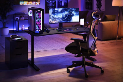 1063 Gaming Desk - 63In Computer Desk with Mouse Pad, PC Workstation with Cable Management, Home Office Gaming Table - Black