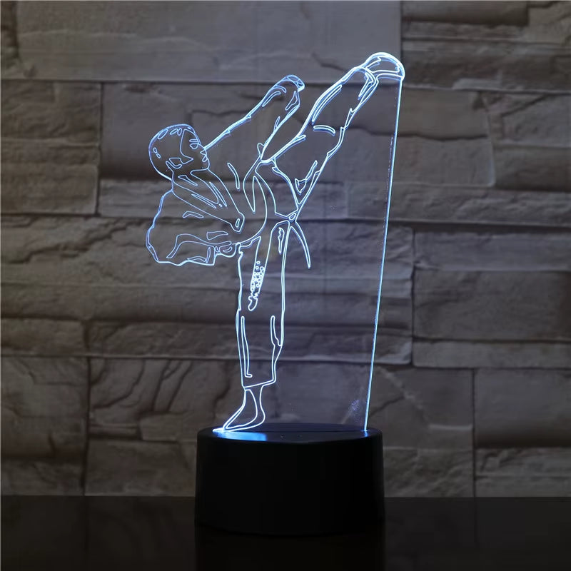 Karate Judo Table Lamp USB Taekwondo Bedroom Lighting Decor Kid Gift Colors Night Light Creative 3D LED Light Gradient Vision