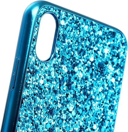 Compatible with Iphone Case,Crystal Diamond Glitter Bling Sparkly Soft Shockproof Cover for Women Girls Phone Case (Blue,Iphone 12 Pro)