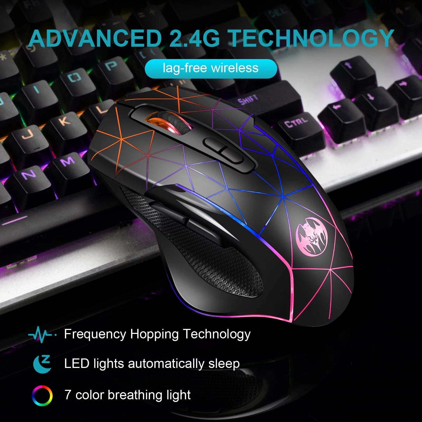 Wireless Gaming Mouse, Rechargeable Optical Mice with 3 Levels DPI up to 3200, 2.4G USB Computer Mouse with Ergonomic Palm Rest