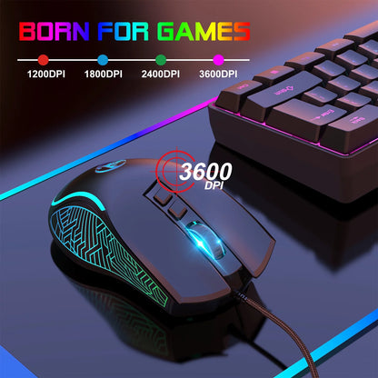 Wired Gaming Mouse, RGB Backlit Computer PC Gaming Mice, Ergonomic Mouse, USB Optical Mice with 7 Buttons, 4 Adjustable DPI up to 3200, Fit for Windows 7/8/10/XP, Vista, Linux, Mac OS, Pink/Black