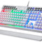 K550 Mechanical Gaming Keyboard, RGB LED Backlit with Brown Switches, Macro Recording, Wrist Rest, Volume Control, Full Size, Yama, USB Passthrough for Windows PC Gamer (White)