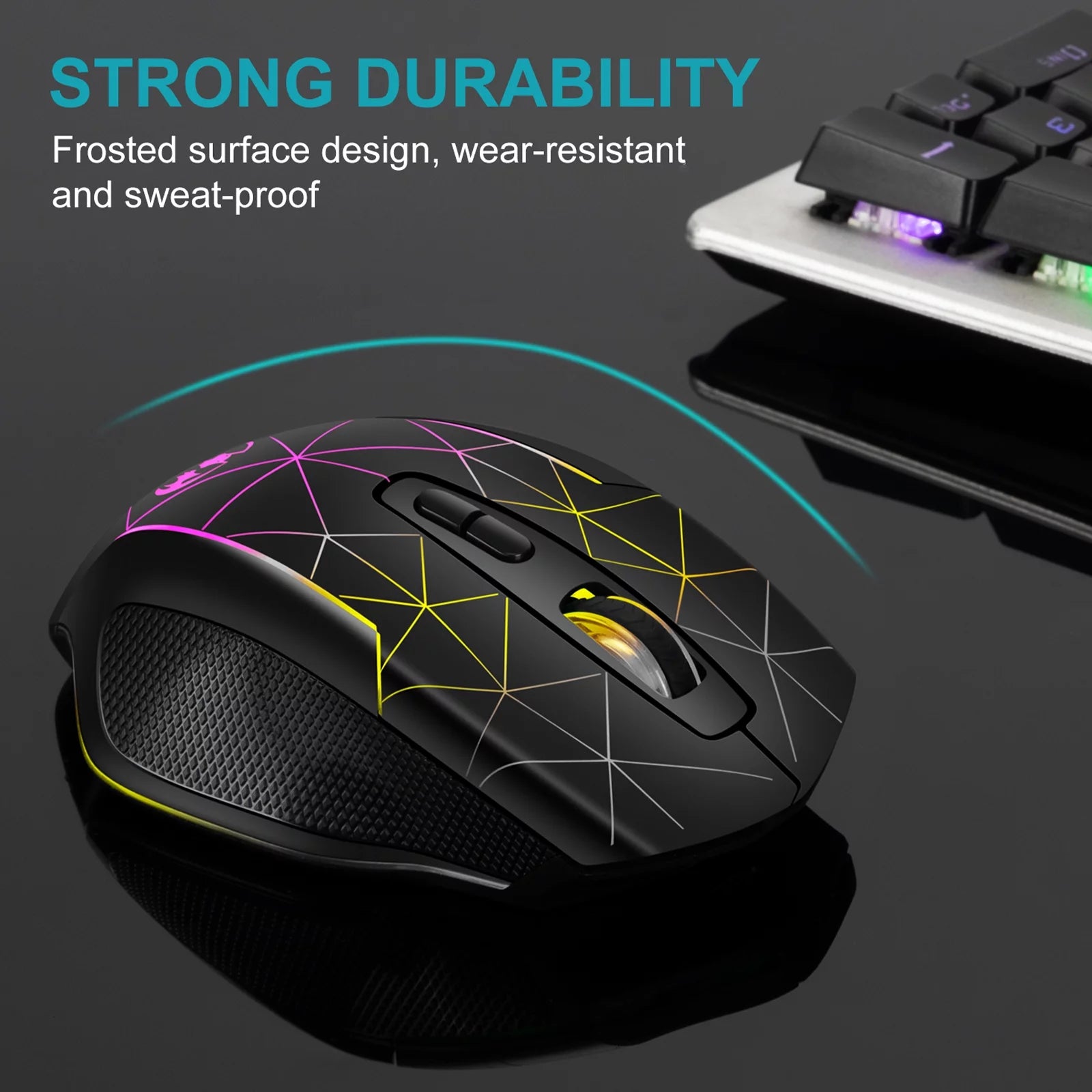 Wireless Gaming Mouse, Rechargeable Optical Mice with 3 Levels DPI up to 3200, 2.4G USB Computer Mouse with Ergonomic Palm Rest