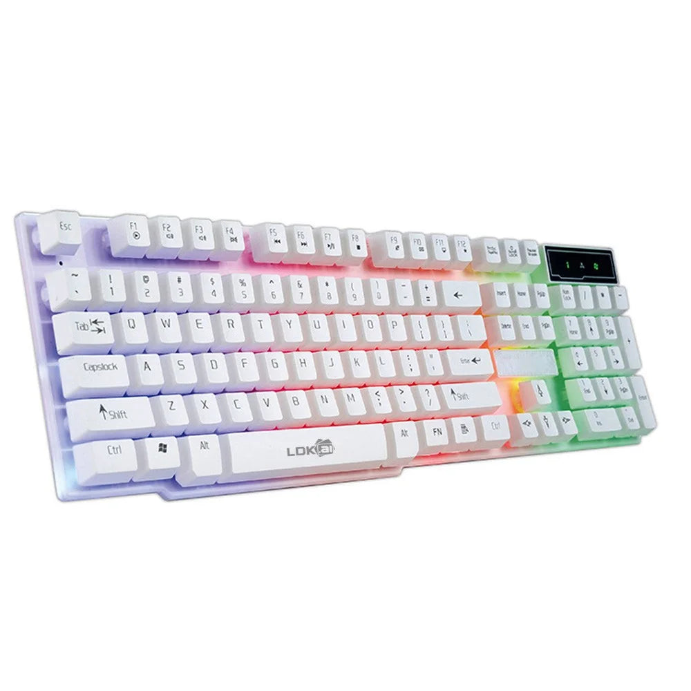 USB Wired Gaming Keyboard with Colorful Crack LED Backlit, Rainbow