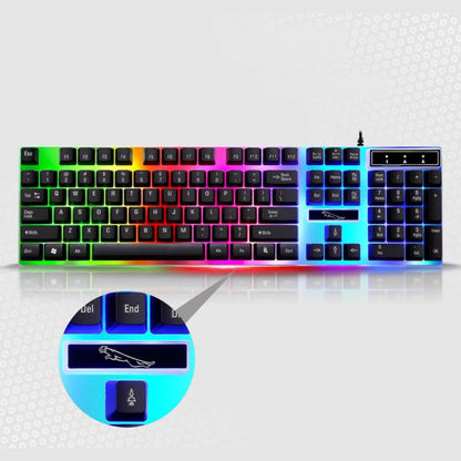 Gaming Keyboard and Mouse Combo, LED Rainbow Backlit Keyboard with 104 Key Computer PC Gaming Keyboard for Pc/Laptop (Black)