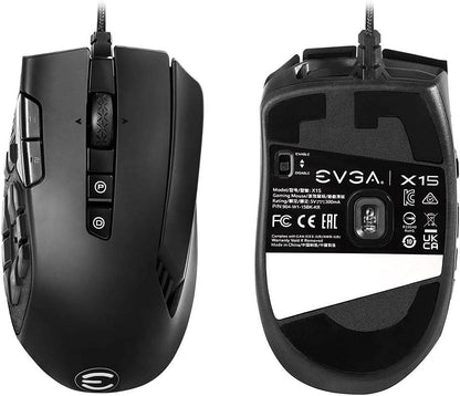 X15 MMO Gaming Mouse, 8K, Wired, Black, Customizable, 16,000 DPI, 5 Profiles, 20 Buttons, Ergonomic 904-W1-15BK-KR