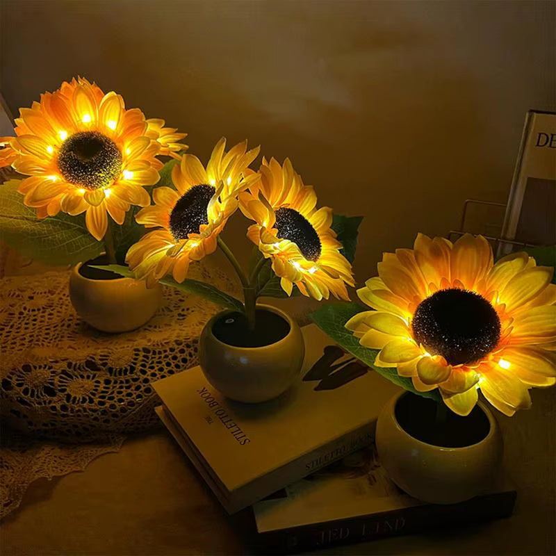 LED Sunflower Decorative Light Rechargeable Bedroom Lamp Creative Night Light for Kids Friend Birthday Holiday Gift