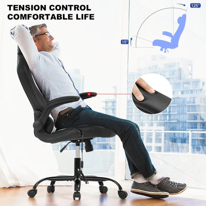 Massage Gaming Chair Video Game Chair Ergonomic Computer Office Desk Chair with a Vibrator Lumbar Support, Headrest,Flip up Armrest, White