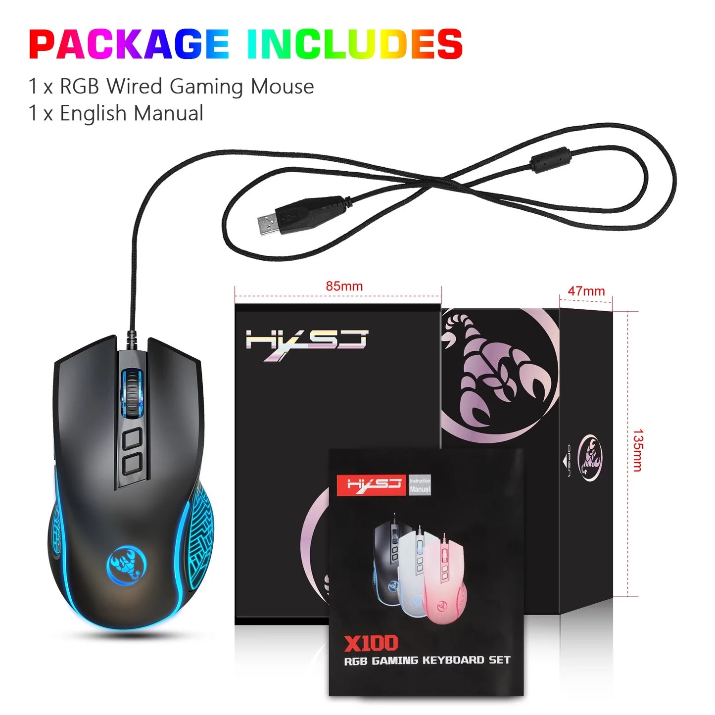 Wired Gaming Mouse, RGB Backlit Computer PC Gaming Mice, Ergonomic Mouse, USB Optical Mice with 7 Buttons, 4 Adjustable DPI up to 3200, Fit for Windows 7/8/10/XP, Vista, Linux, Mac OS, Pink/Black