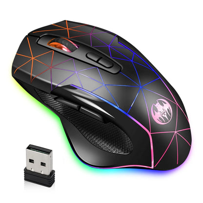 Wireless Gaming Mouse, Rechargeable Optical Mice with 3 Levels DPI up to 3200, 2.4G USB Computer Mouse with Ergonomic Palm Rest