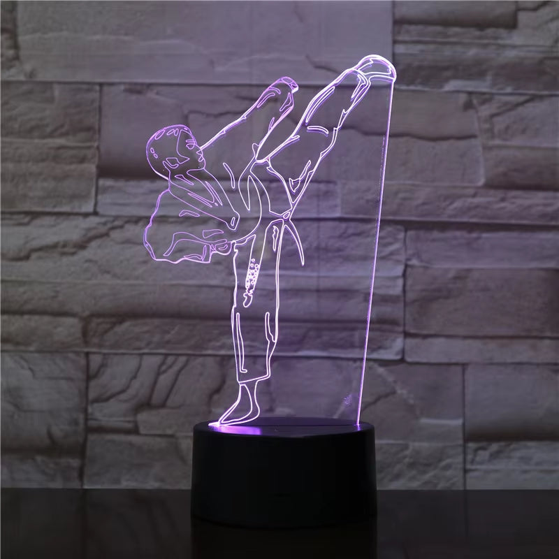 Karate Judo Table Lamp USB Taekwondo Bedroom Lighting Decor Kid Gift Colors Night Light Creative 3D LED Light Gradient Vision