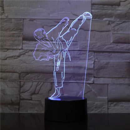 Karate Judo Table Lamp USB Taekwondo Bedroom Lighting Decor Kid Gift Colors Night Light Creative 3D LED Light Gradient Vision